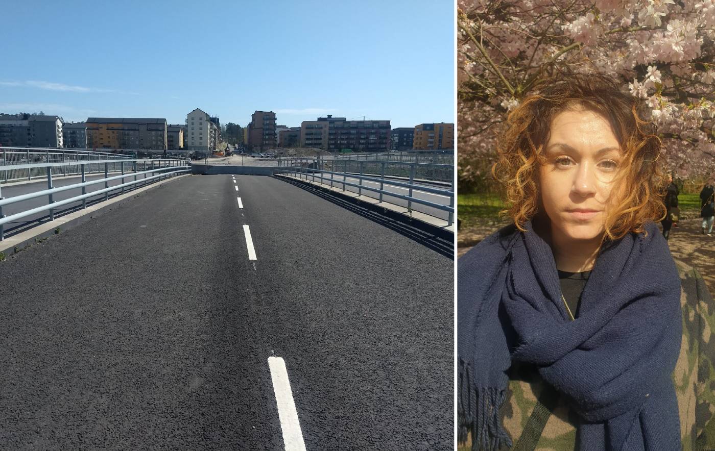 Två bilder: Ursviksbron och Veronica Stiernborg